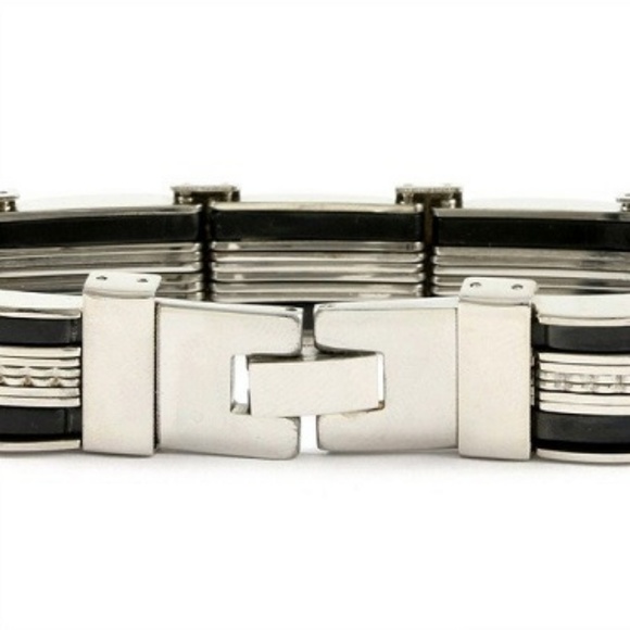 Men's Stainless Steel Silicone Bracelet - Picture 3 of 3